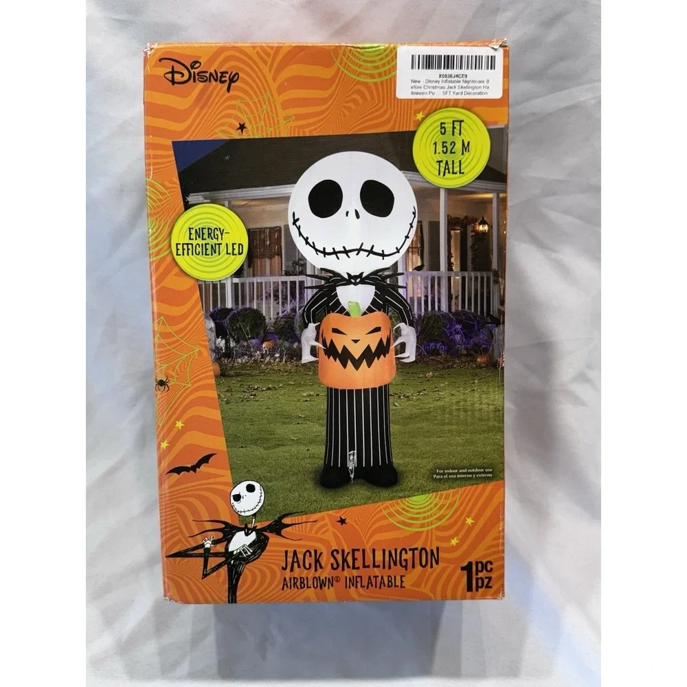 Disney The Nightmare Before Christmas Light Up Jack Skel Inflatable 5' Halloween